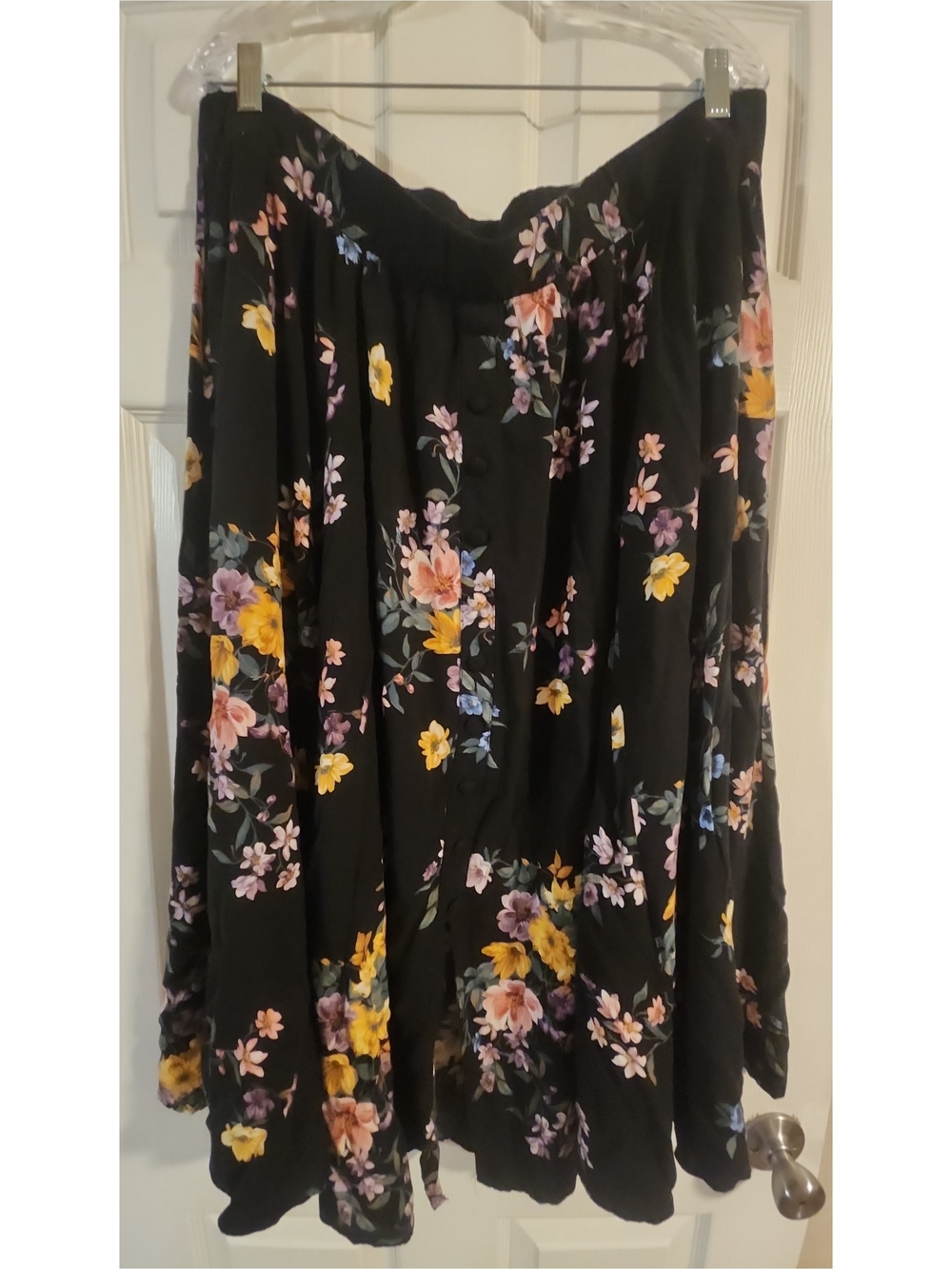 torrid Black Floral Skirt with Pink, Yellow & Purple Blooms
